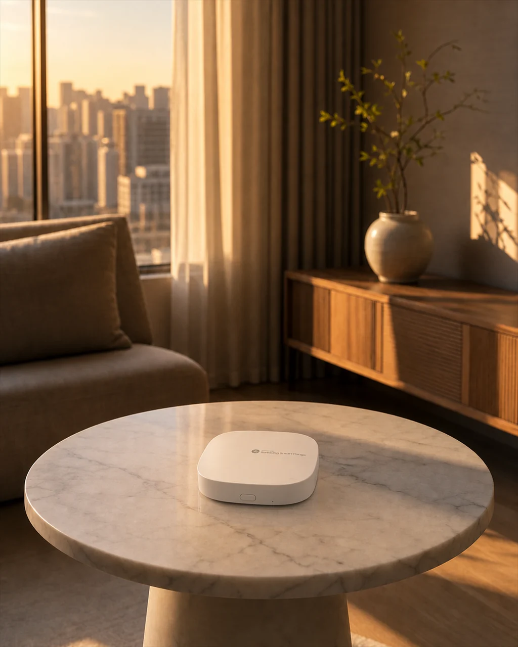 SmartThings 허브가 설치된 거실